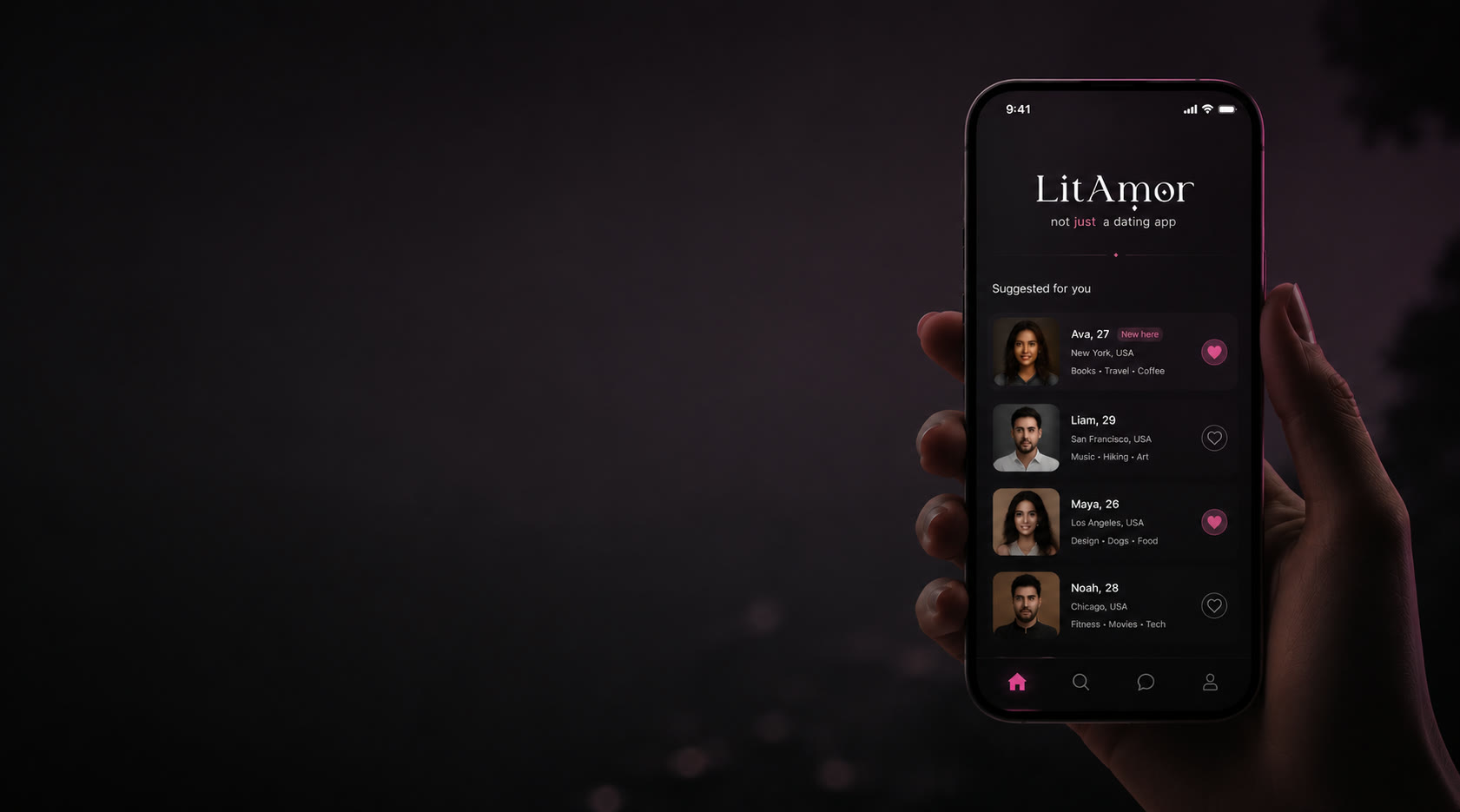 LitAmor dating app mockup